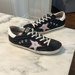 Golden Goose Black and Pink Star Sneakers